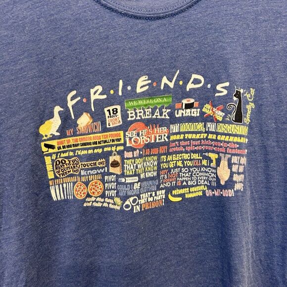 Friends TV Show Quotes Women's Blue T Shirt Size Medium Next Level Apparel - Picture 2 of 5
